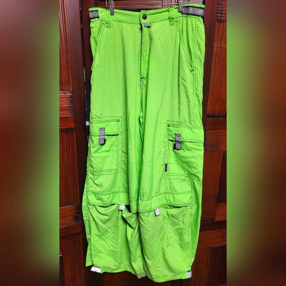 Men's Vintage 90s Macgear Neon Green Cargo Rave Pants Size 34
